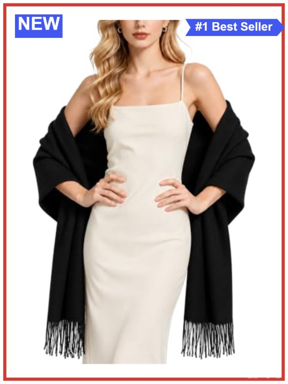 Pashmina Shawl Wrap Oversized Fringe Formal Evening Scarf